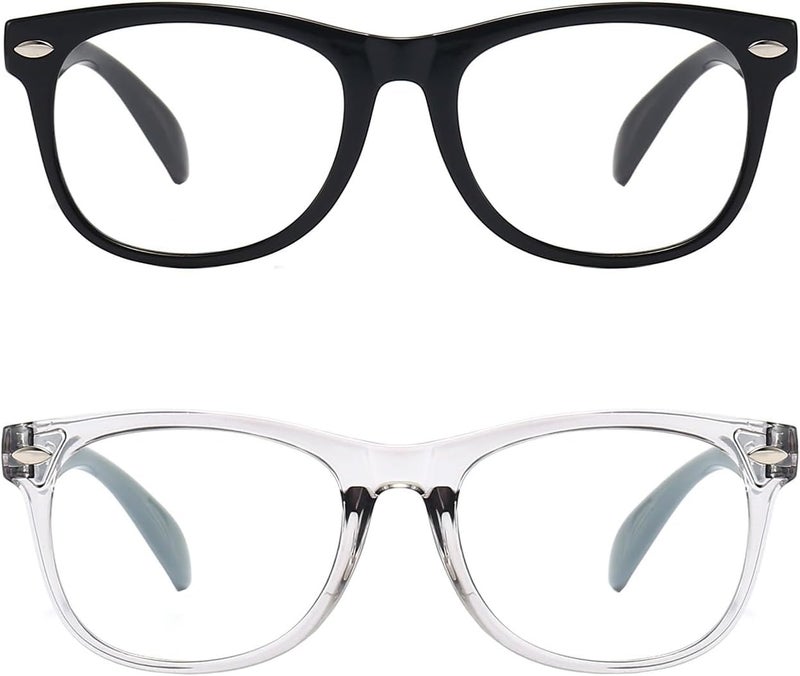 FANNYGO Store 2 Pack kids Blue Light Blocking Glasses For Girls And Boys Computer Blue Light Blocking Glasses For Age 3-11 (Black + Light gray) - Image 3